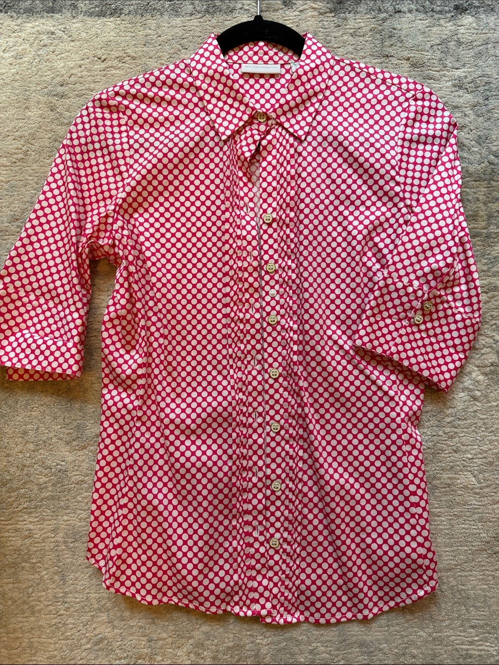 New York & Company Pink Polka Dot Blouse
